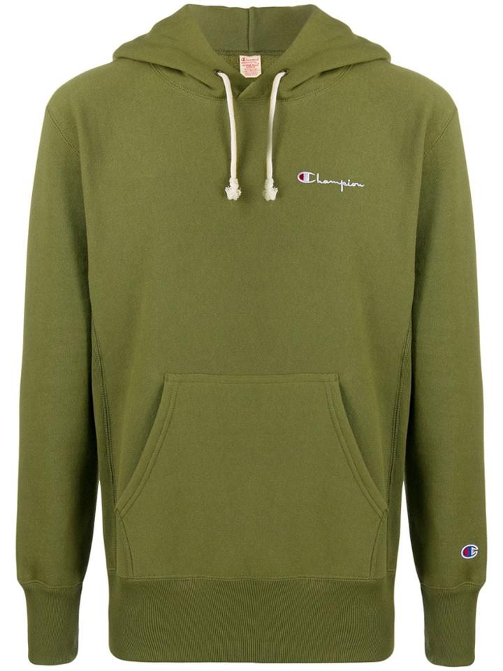 Champion Logo Jersey Hoody - Green