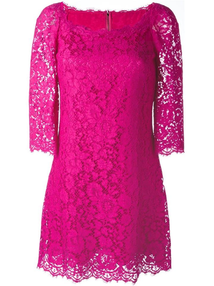 Dolce & Gabbana Floral Lace Fitted Dress, Women's, Size: 48, Pink/purple, Viscose/cotton/polyamide/polyamide