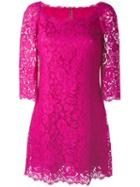 Dolce & Gabbana Floral Lace Fitted Dress, Women's, Size: 48, Pink/purple, Viscose/cotton/polyamide/polyamide