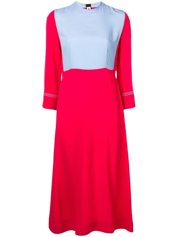 Marni Colour-block Midi Dress - Red
