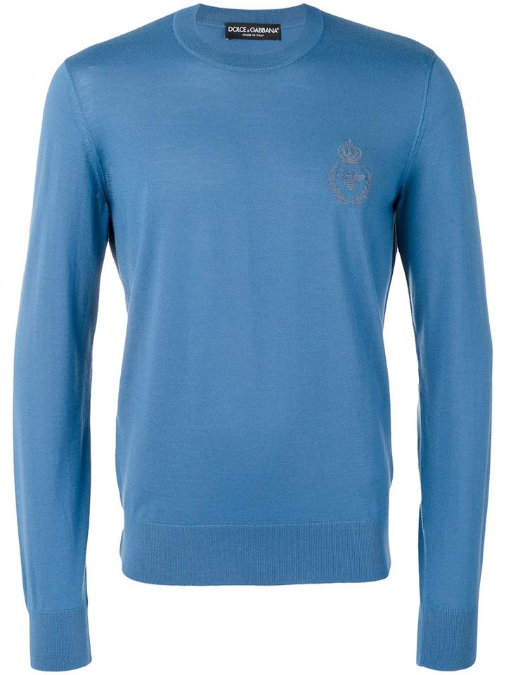 Dolce & Gabbana - Round Neck Sweater - Men - Virgin Wool - 46, Blue, Virgin Wool