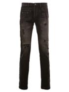 Maison Mihara Yasuhiro Distressed Stonewash Skinny Jeans, Men's, Size: 50, Black, Cotton