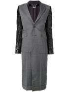 Junya Watanabe Comme Des Garçons - Leather-panelled Coat - Women - Cupro/wool - S, Grey, Cupro/wool