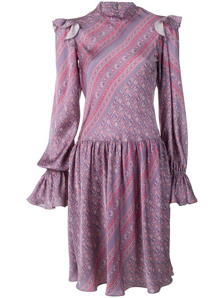 Philosophy Di Lorenzo Serafini Long-sleeve Printed Dress - Purple