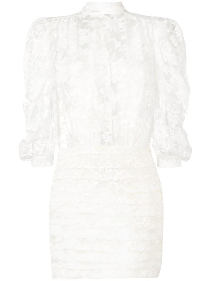 Magda Butrym Floral Lace Detail Dress - White