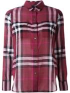 Burberry Check Print Shirt, Women's, Size: Xs, Pink/purple, Cotton