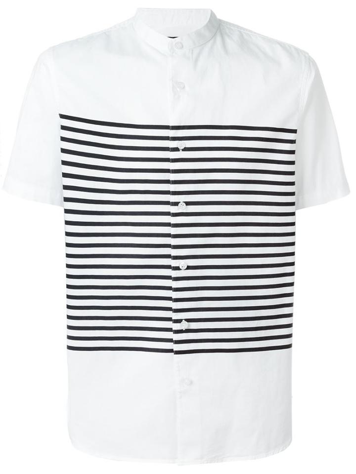 Armani Jeans Band Collar Striped Shirt