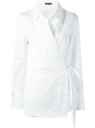 Ann Demeulemeester Wrap Tie Shirt, Women's, Size: 38, White, Cotton