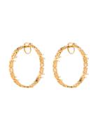 Versace Gold Tone Large Logo Hoop Earrings