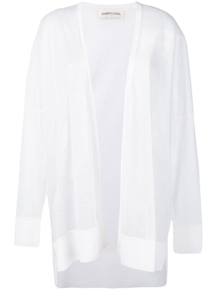 Lamberto Losani Slim-fit Draped Cardigan - White