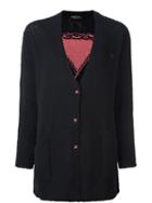 Twin-set V-neck Mid Cardigan, Women's, Size: Medium, Black, Polyamide/wool