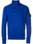 Stone Island Zipped Buttoned Collar Sweatshirt