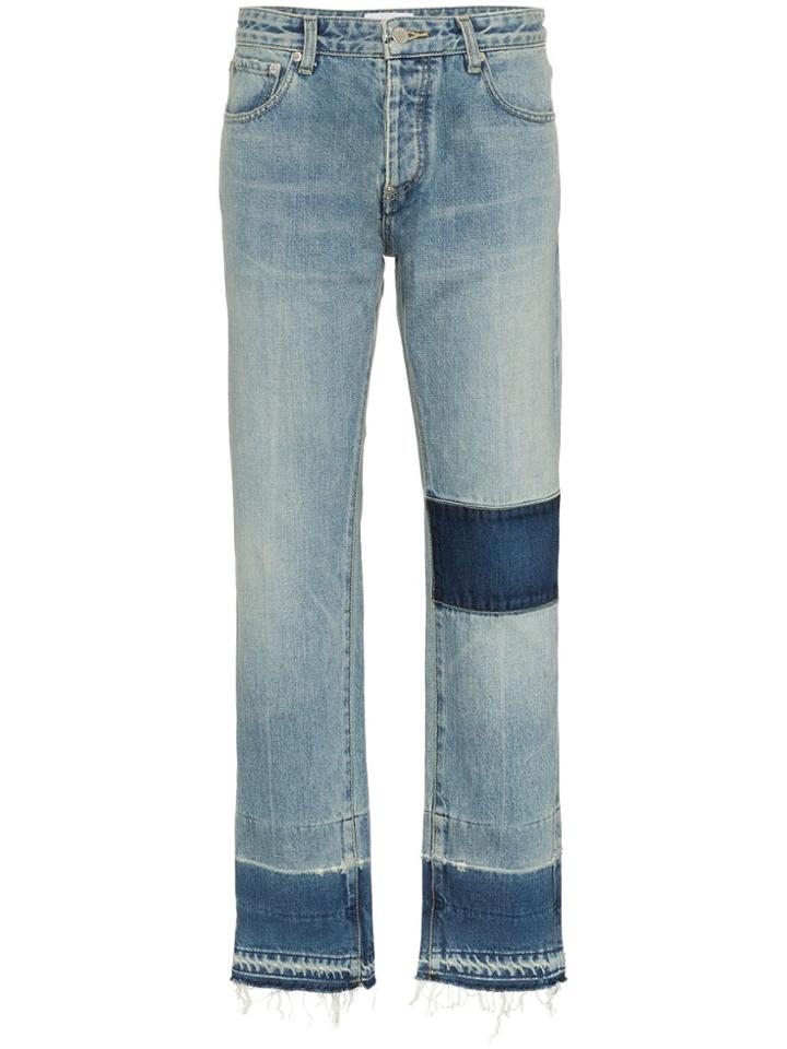 Ambush Mid Rise Patchwork Straight Jeans - Blue