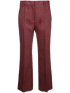Rochas Pebbled Leather Look Trousers - Red
