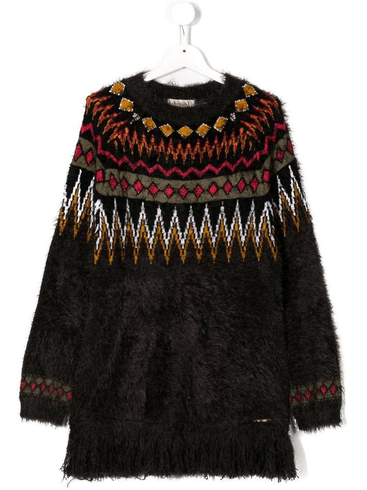 Twin-set Kids Mock Mohair Pattern Jumper - Green