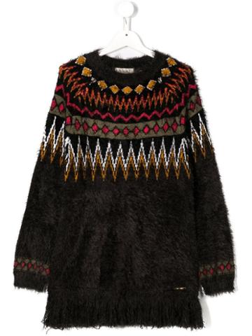 Twin-set Kids Mock Mohair Pattern Jumper - Green