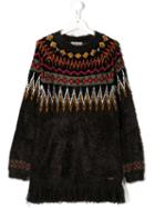 Twin-set Kids Mock Mohair Pattern Jumper - Green
