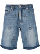 Philipp Plein Distressed Denim Shorts - Blue