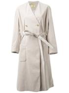 Fad Three Collarless Trench Coat, Women's, Size: Small, White, Polyester