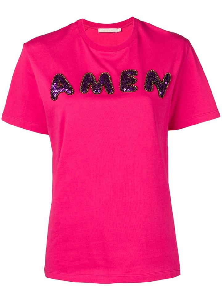 Amen Sequin Logo T-shirt - Pink