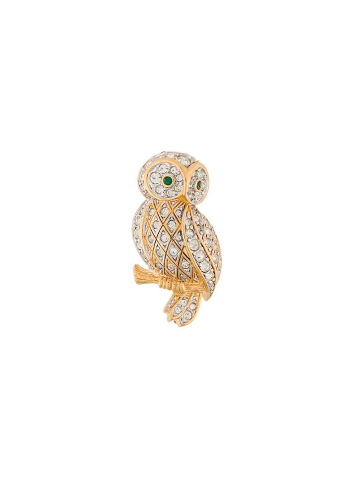 Susan Caplan Vintage D'orlan Owl Brooch - Metallic