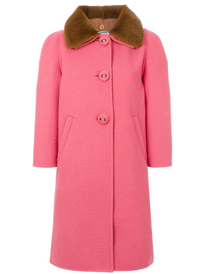 Prada Exaggerated Button Coat - Pink & Purple