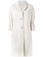Drome Gathered Sleeve Coat, Women's, Size: Medium, White, Leather/acetate/cupro