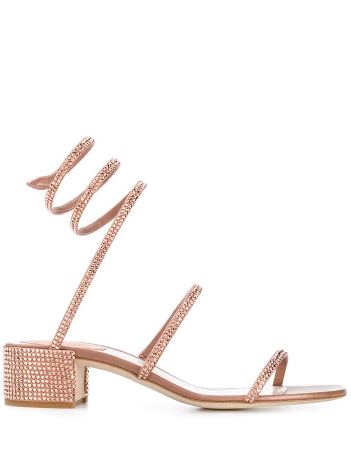 René Caovilla Crystal Embellished Sandals - Pink