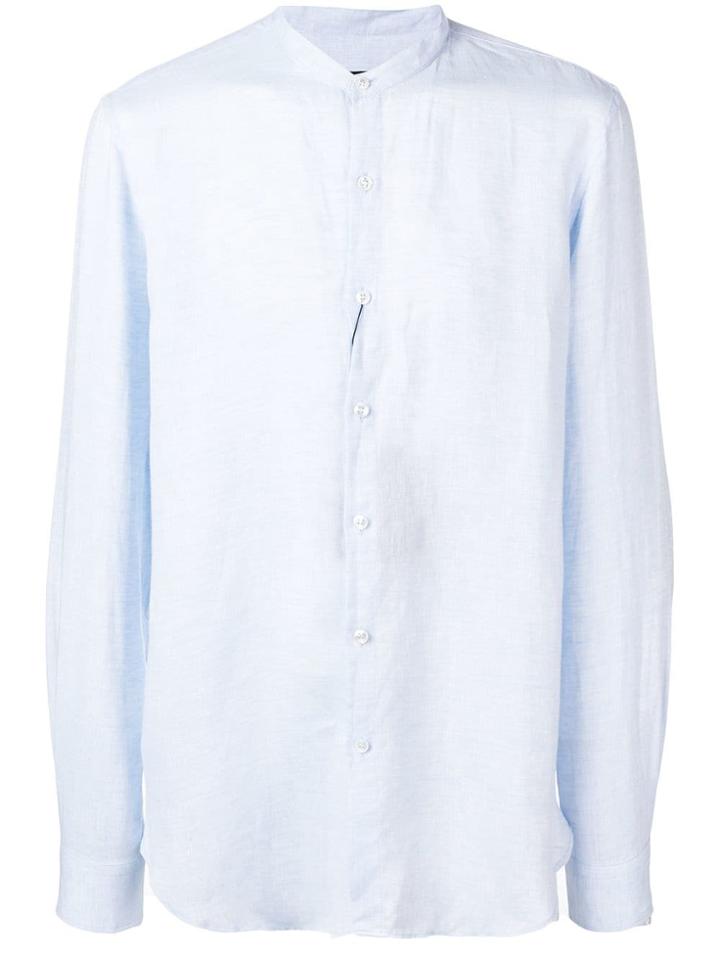 Giorgio Armani Band Collar Shirt - Blue