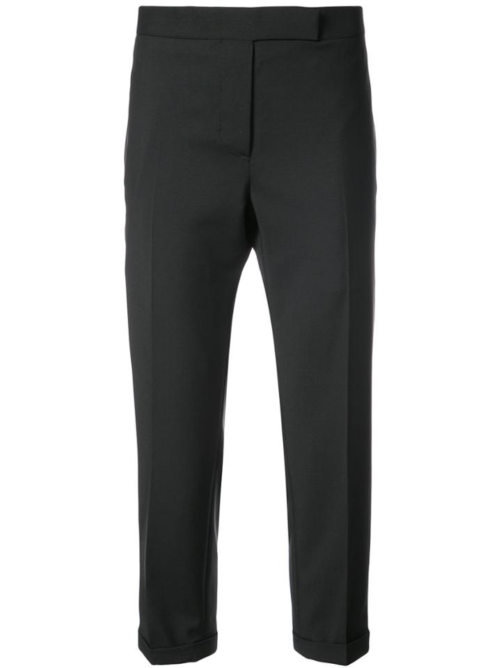 Thom Browne Lowrise Skinny Trousers With Grosgrain Tuxedo Stripe In