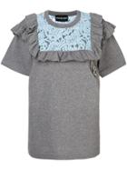 Marco Bologna Lace Ruffle T-shirt - Grey