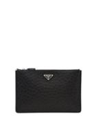 Prada Logo Plaque Zipped Pouch - Black
