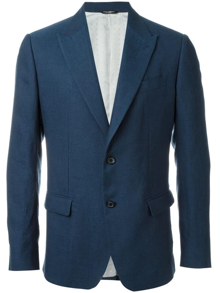 Dolce & Gabbana Light Weight Blazer, Men's, Size: 50, Blue, Linen/flax/silk/polyester/viscose