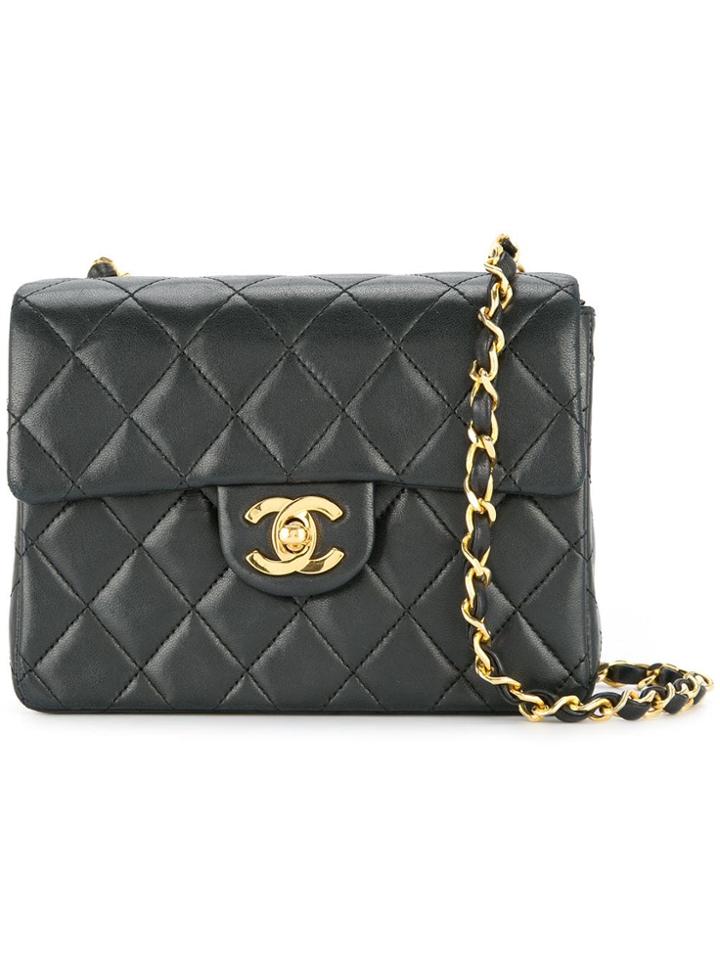 Chanel Vintage Diamond Quilted Crossbody Bag - Black