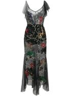 Amen Embroidered Sheer Dress - Black