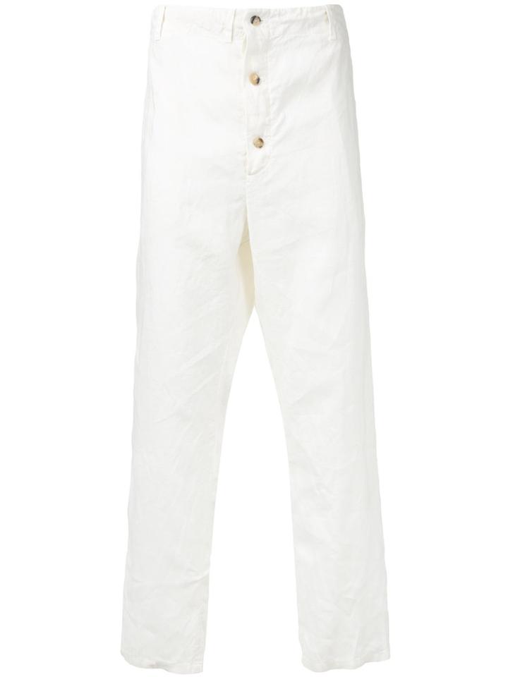 Forme D'expression Button Fly Trousers, Men's, Size: Xs, White, Linen/flax