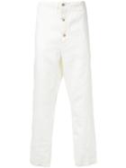Forme D'expression Button Fly Trousers, Men's, Size: Xs, White, Linen/flax