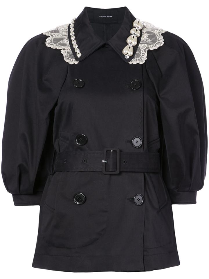 Simone Rocha Double-breasted Belted Coat - Black