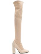 Fabi Embellished Heel Thigh Boots - Neutrals