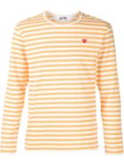 Comme Des Garçons Play Mini Heart Striped T-shirt, Men's, Size: L, Yellow/orange, Cotton