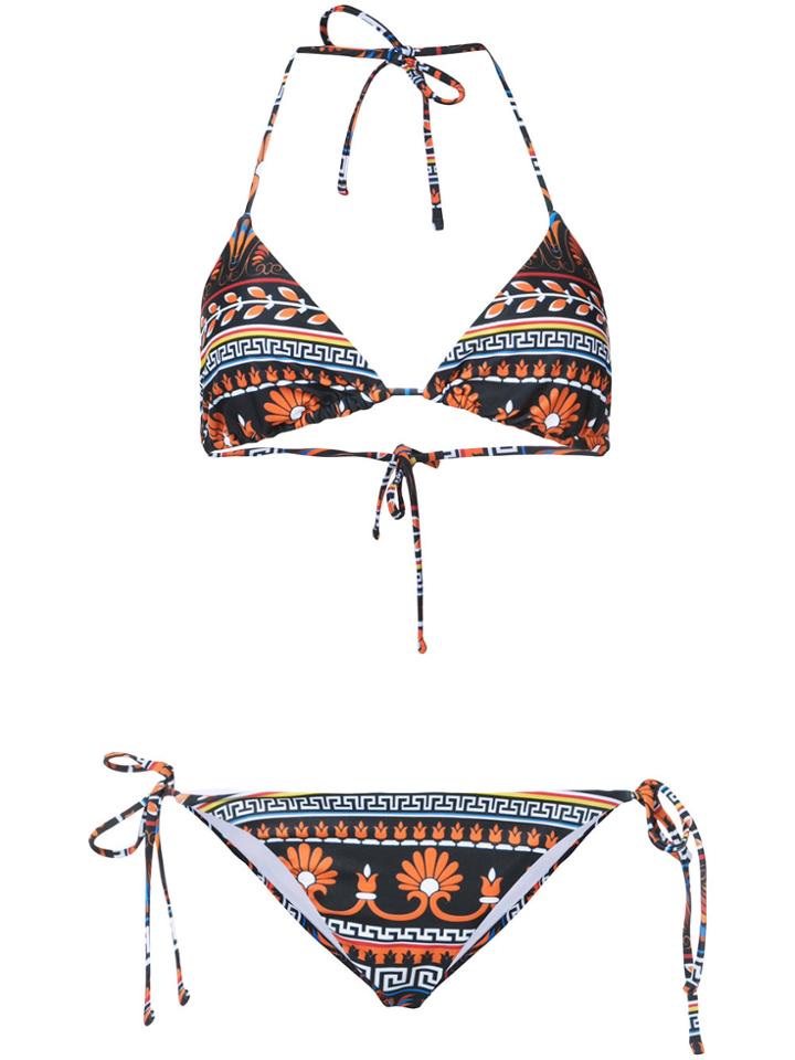 Mary Katrantzou Bluebird Print Triangle Bikini - Black