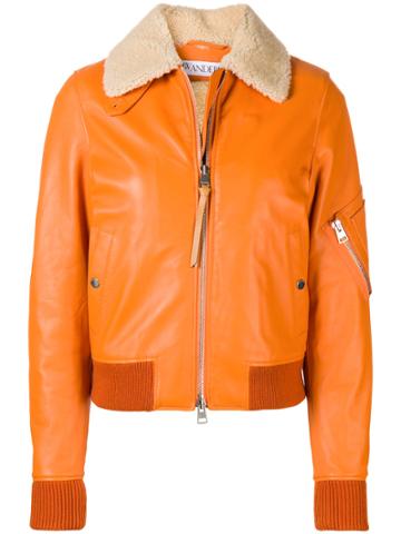 Jw Anderson Zipped Leather Jacket - Yellow & Orange