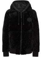 Burberry Reversible Shearling Hooded Bomber Jacket - Black