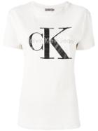 Calvin Klein Jeans Logo Print T-shirt, Women's, Size: Large, Nude/neutrals, Cotton