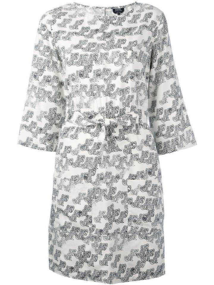 A.p.c. - Printed Belt Dress - Women - Silk - 40, Nude/neutrals, Silk