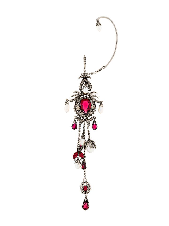 Alexander Mcqueen Pearl Crystal Embellished Earrings - Metallic