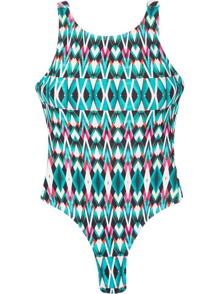 Lygia & Nanny Round Neck Print Swimsuit, Women's, Size: 40, Green, Polyamide/spandex/elastane