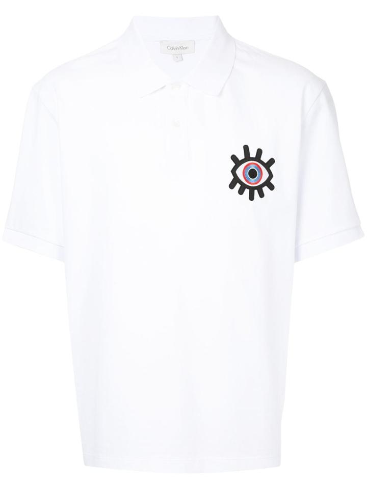 Ck Calvin Klein Eye Embroidered Polo Shirt - White