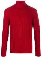 Lardini Ribbed Roll Neck Sweater - Red