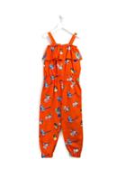 Msgm Kids Bird Print Jumpsuit, Girl's, Size: 6 Yrs, Yellow/orange
